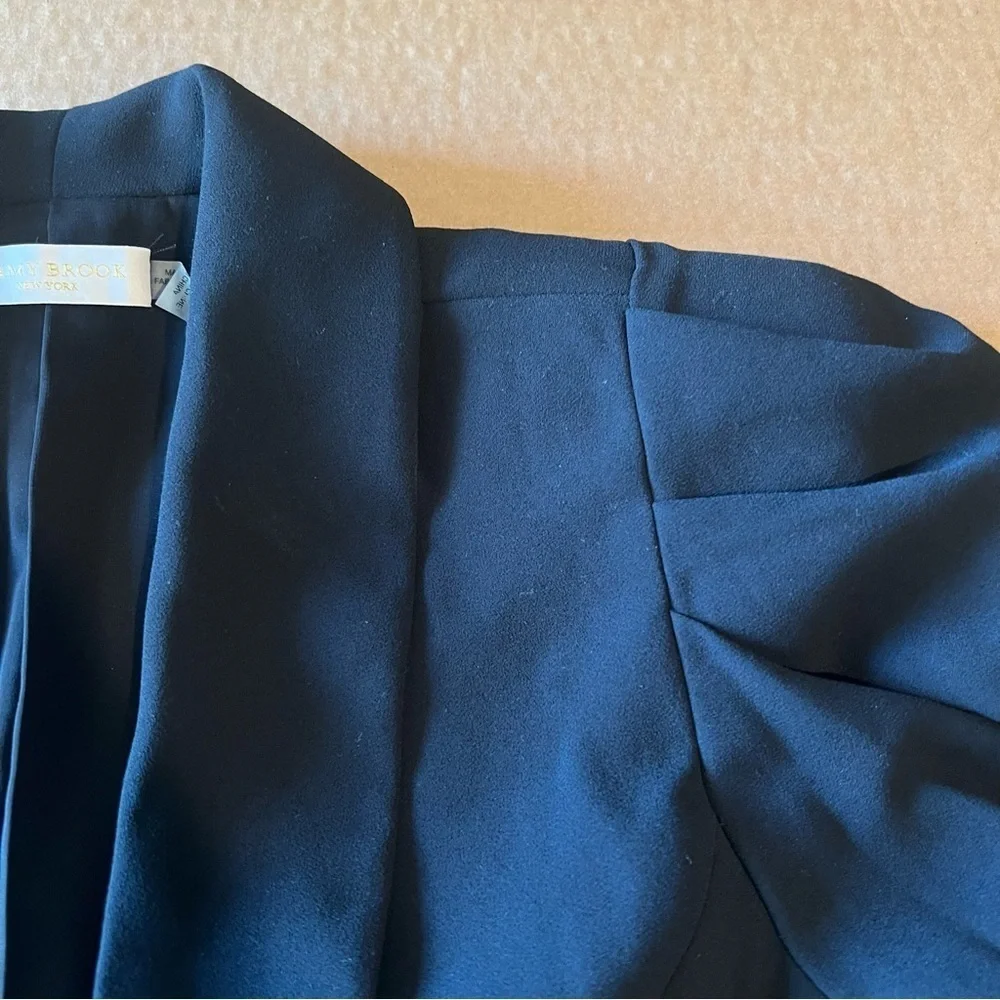 Ramy Brook Albie Jacket, black, dramatic shoulder detail, button closure, sz 0